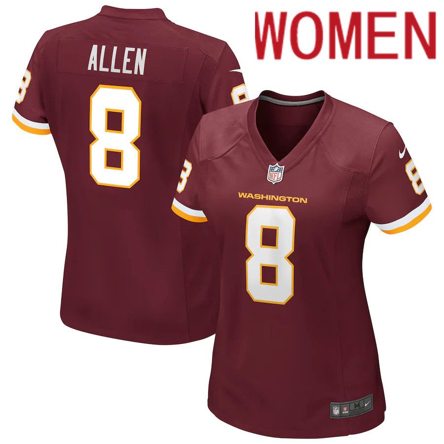 Women Washington Redskins #8 Kyle Allen Nike Burgundy Game Player NFL Jersey->women nfl jersey->Women Jersey